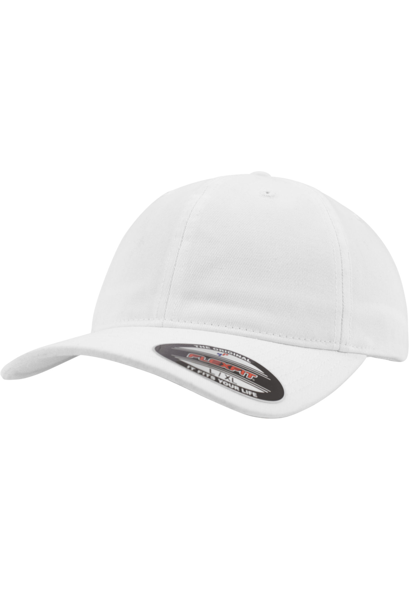 Flexfit®-kasket i vasket bomuld, hvid, størrelser S/M/L/XL