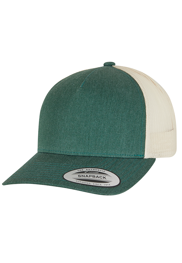 YP CLASSICS® 5-PANEL RETRO TRUCKER CAP – 2-TONE - Green / Beige
